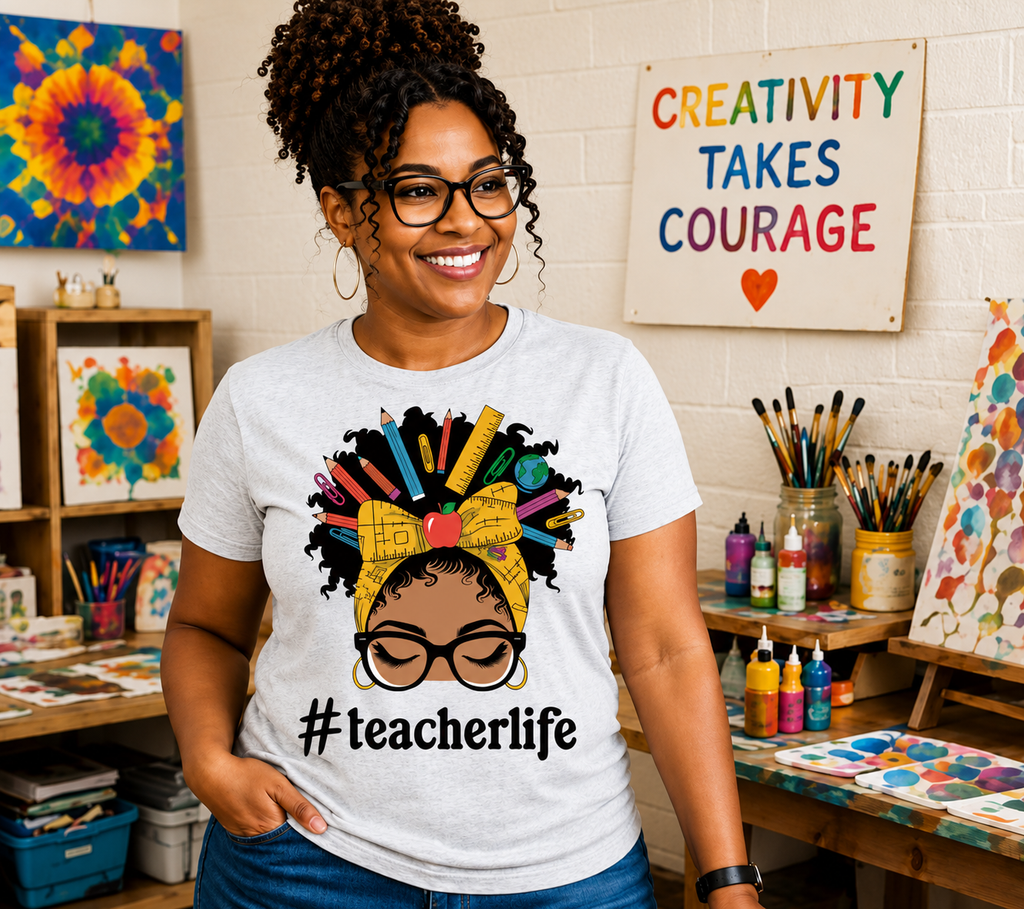 Teacher Life PNG | Black Teacher Shirt Design | Afro Teacher Pencil Bow | Back to School Starting at $20.00