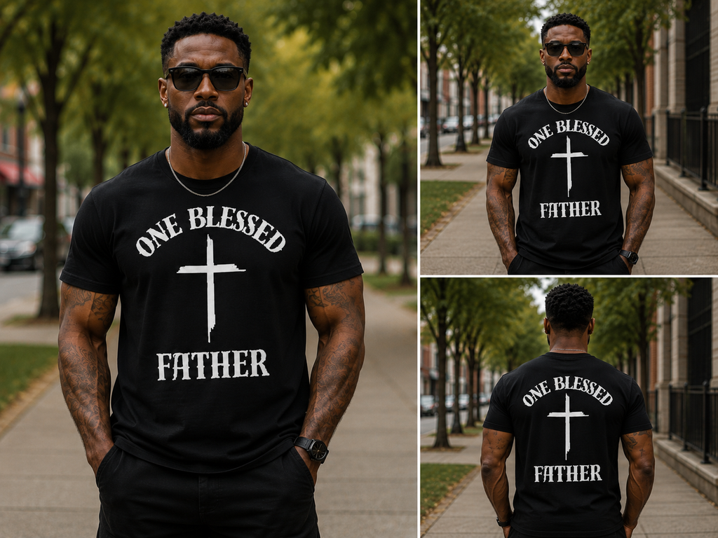 One Blessed Father Christian T-Shirt | Faith-Based Dad Tee | Father’s Day Gift Starting at $20.00