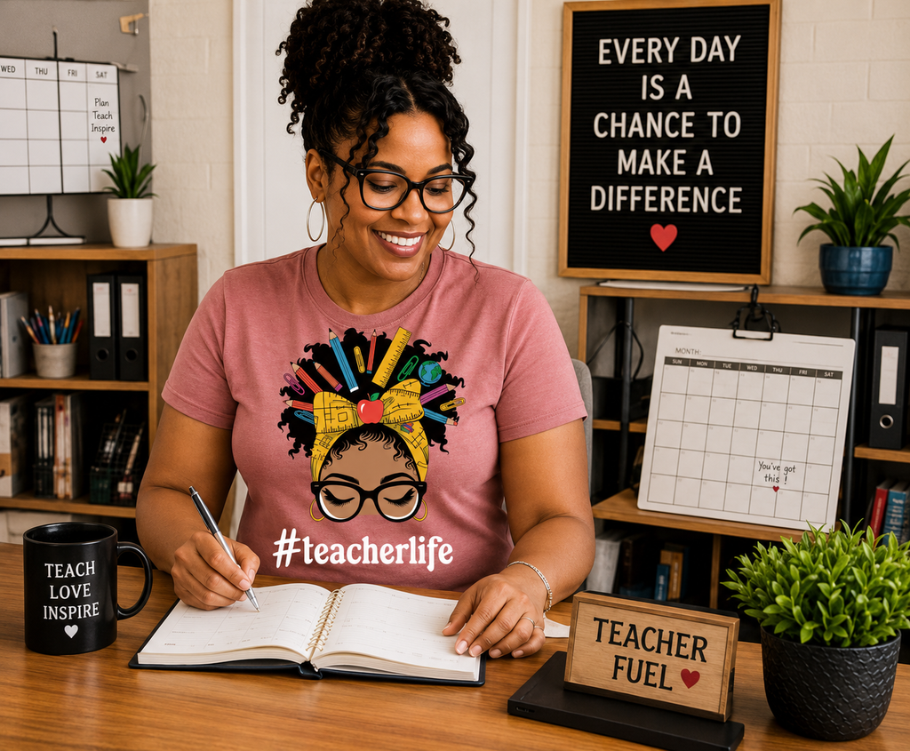 Teacher Life PNG | Black Teacher Shirt Design | Afro Teacher Pencil Bow | Back to School Starting at $20.00