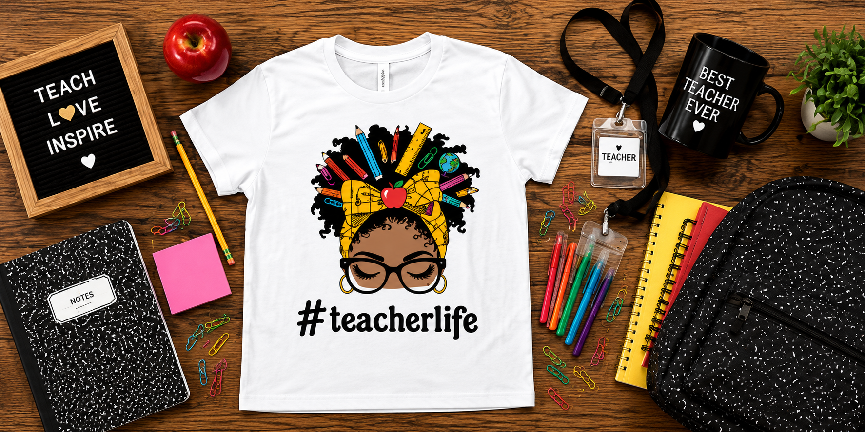 Teacher Life PNG | Black Teacher Shirt Design | Afro Teacher Pencil Bow | Back to School Starting at $20.00