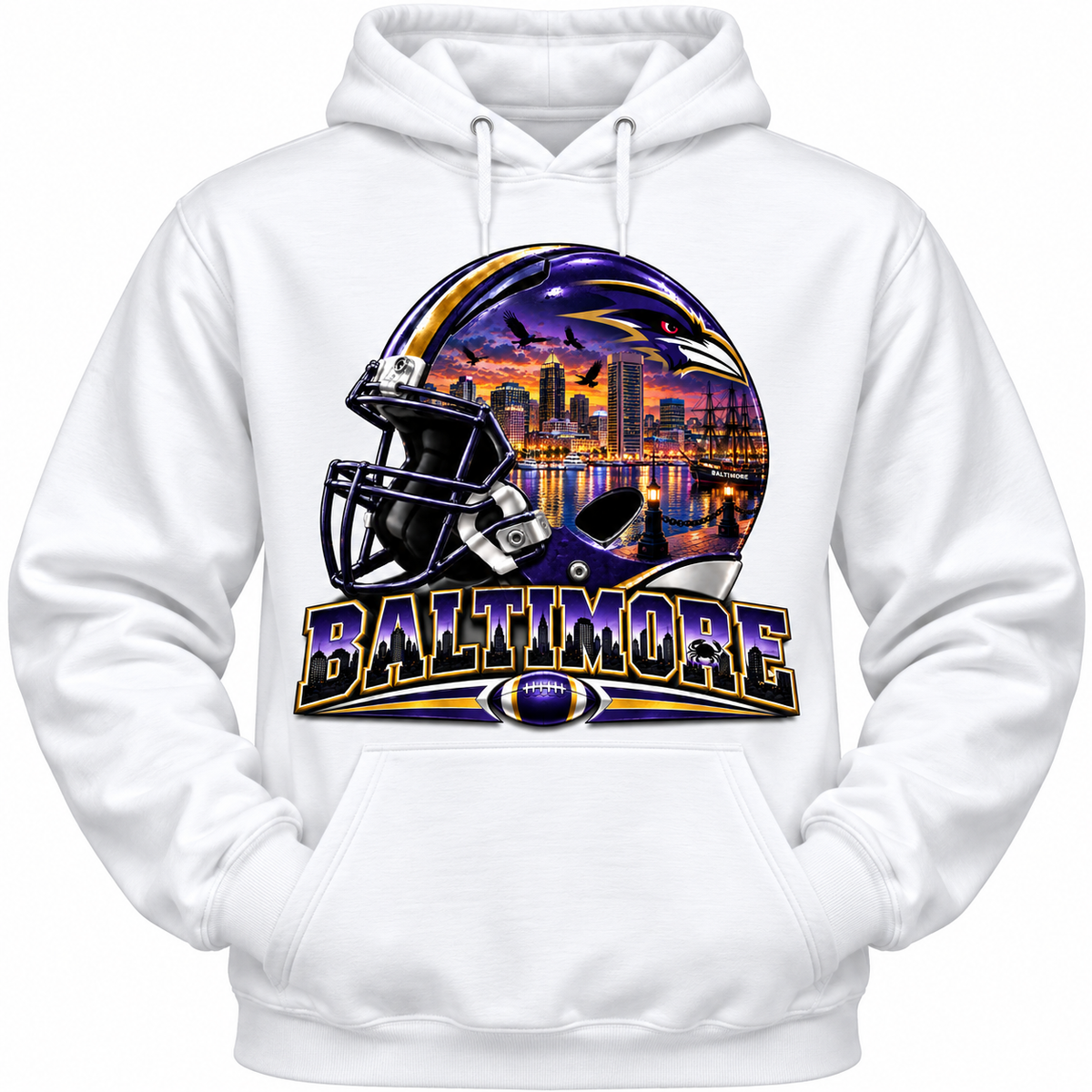 Football City AFC Skyline | Choose Your City & Team-Inspired Colors | Custom Fan Apparel & Gifts - Hoodies
