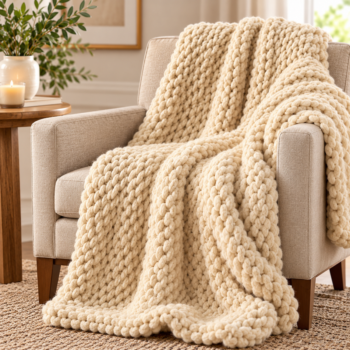 Handmade Chunky Knit Blanket - Luxury Soft Throw | Custom Colors | Made to Order