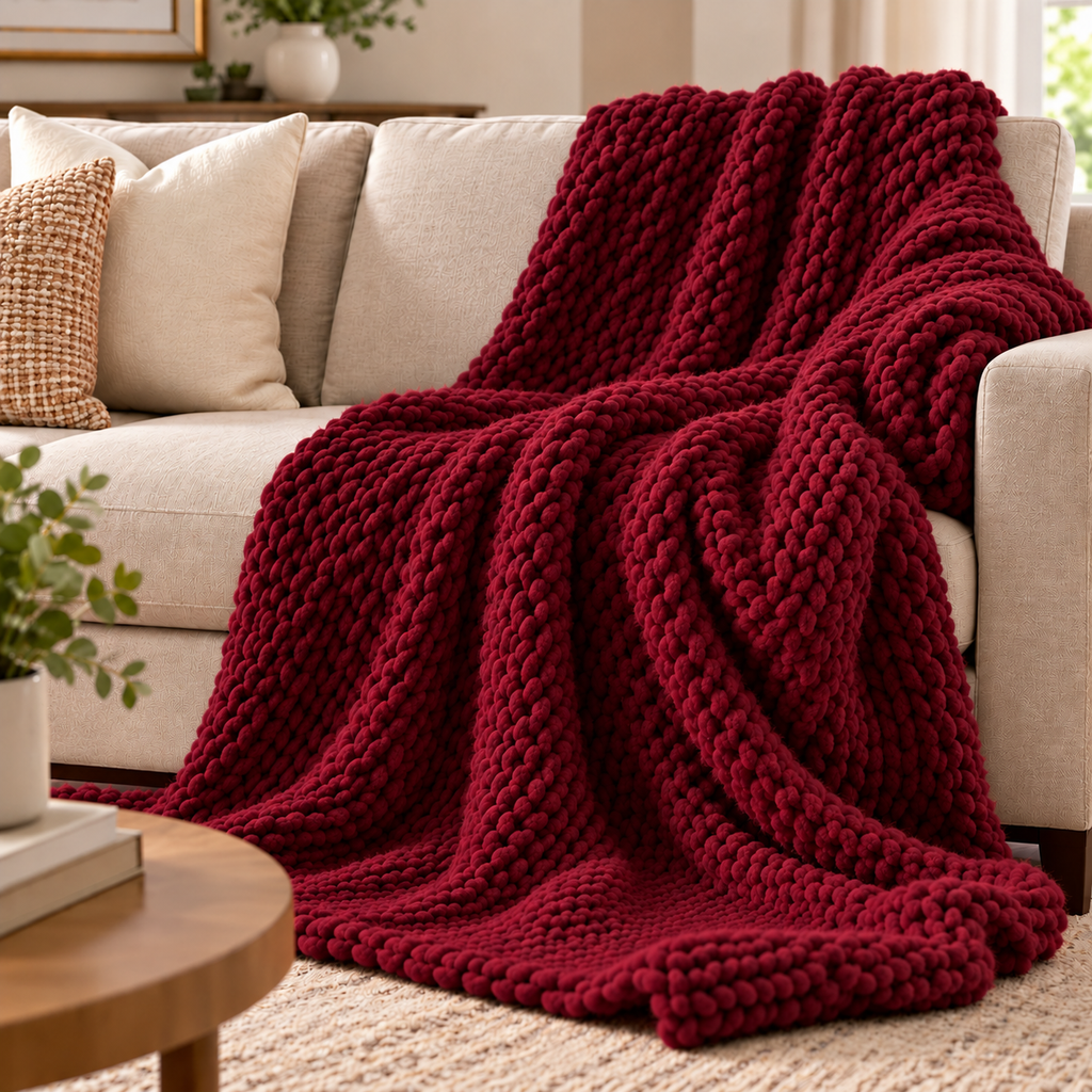 Handmade Chunky Knit Blanket - Luxury Soft Throw | Custom Colors | Made to Order
