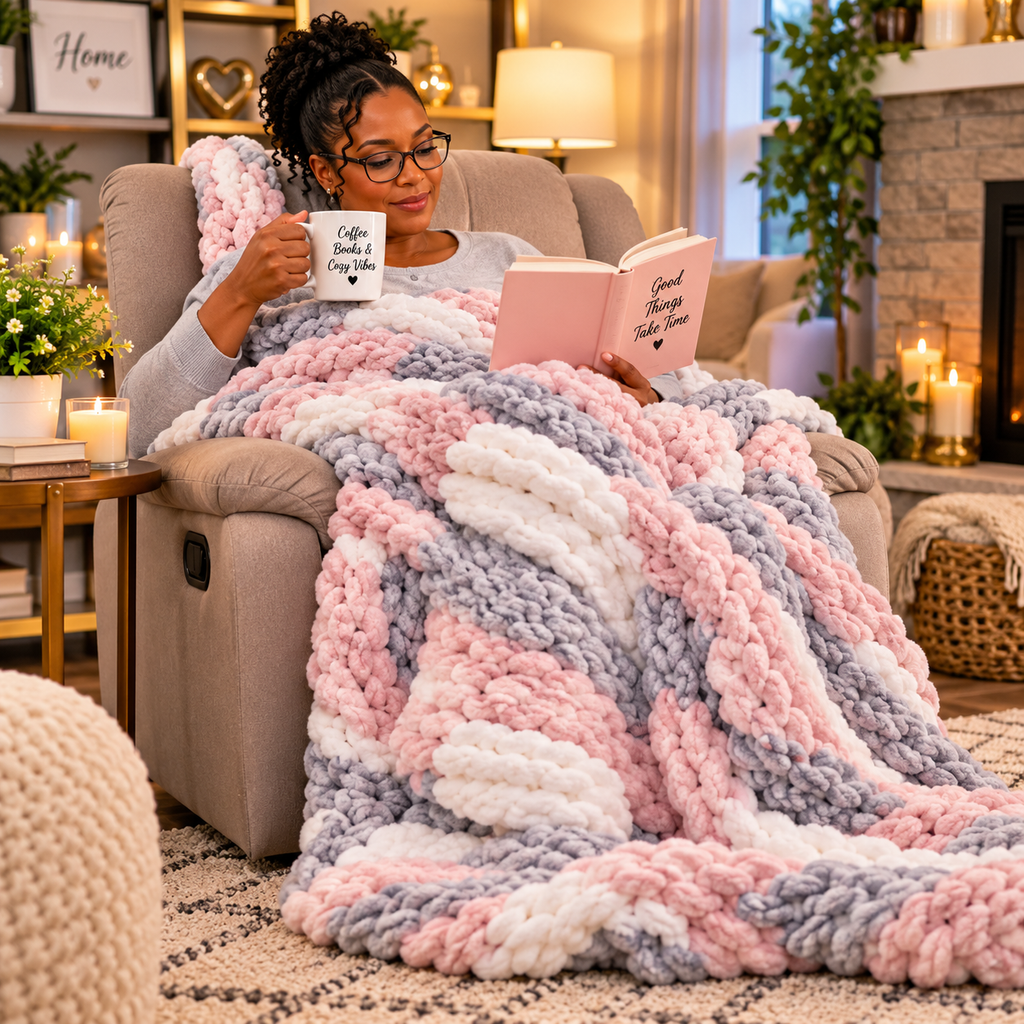 Handmade Chunky Knit Blanket - Luxury Soft Throw | Custom Colors | Made to Order