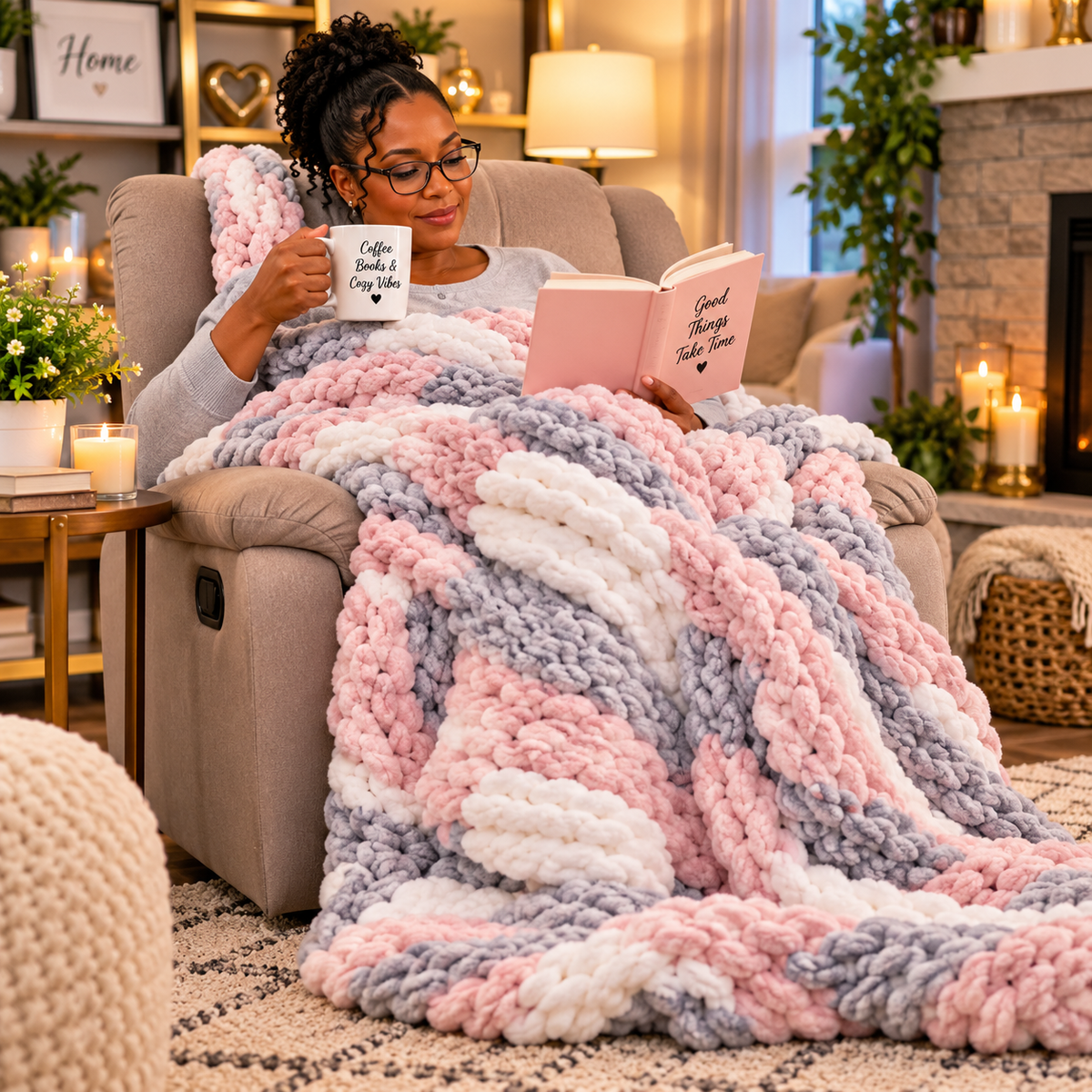 Handmade Chunky Knit Blanket - Luxury Soft Throw | Custom Colors | Made to Order