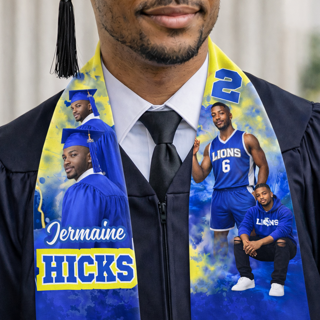 Custom Graduation Stole with Photo – Personalized Class of 2026 Sash, Senior Picture Stole, Custom Grad Gift, High School & College Graduation Starting at $20