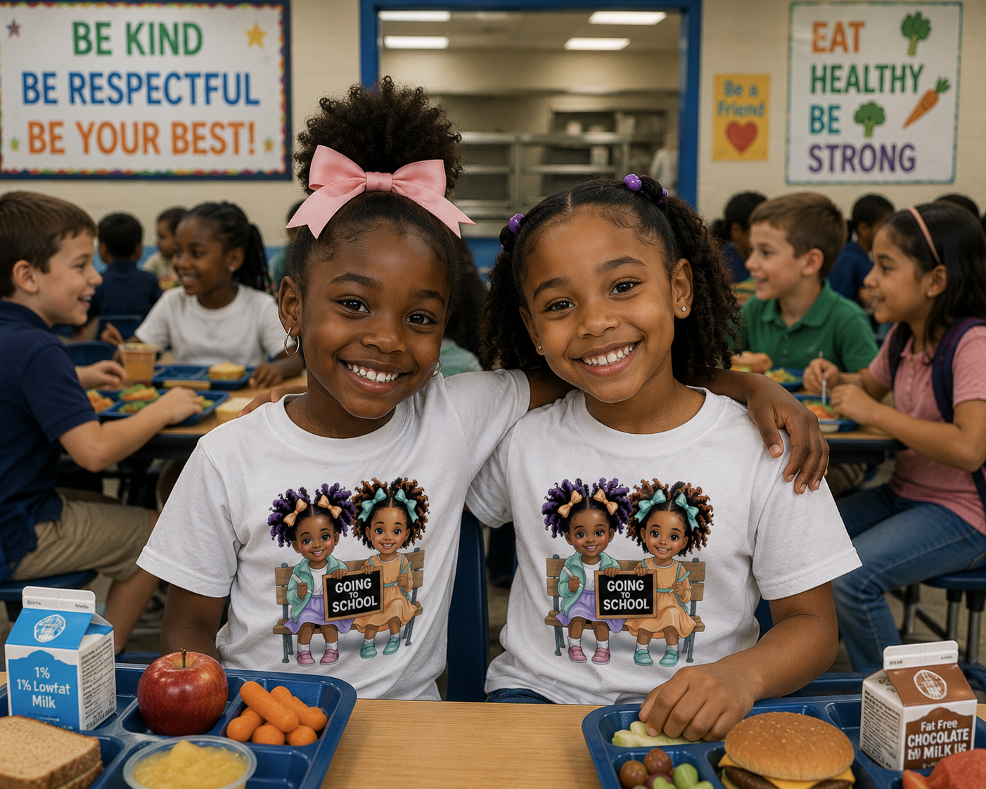 Back to School Twin Girls Shirt | Cute Black Girl First Day of School Graphic Tee | Elementary School Kids Shirt Starting at $20.00