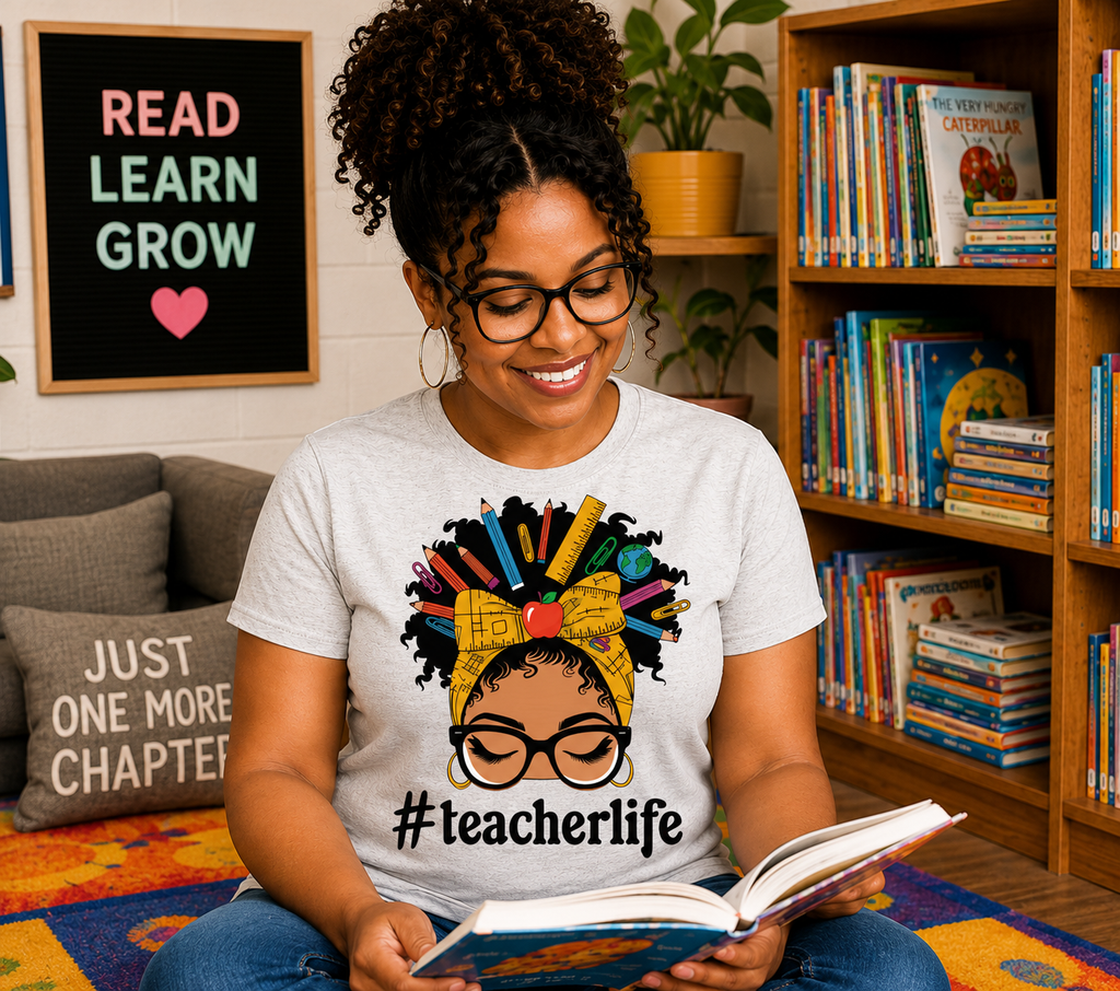 Teacher Life PNG | Black Teacher Shirt Design | Afro Teacher Pencil Bow | Back to School Starting at $20.00