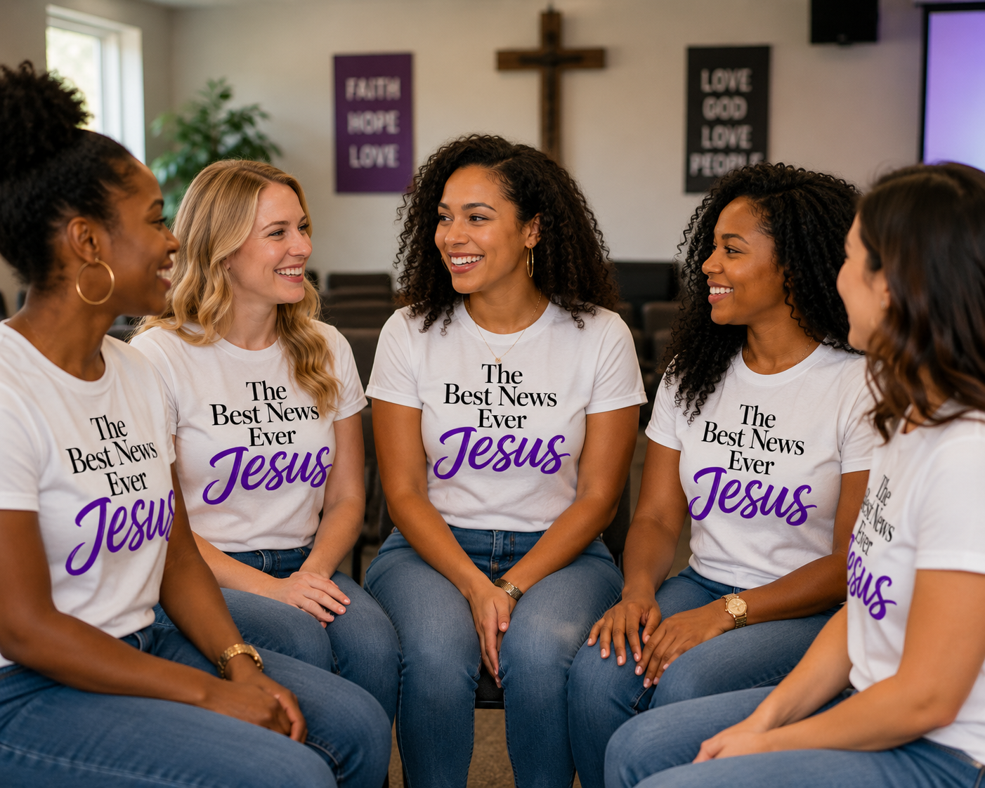 The Best News Ever Jesus t-shirt | Christian Faith Shirt Design | Purple Jesus Typography Graphic starting at $20
