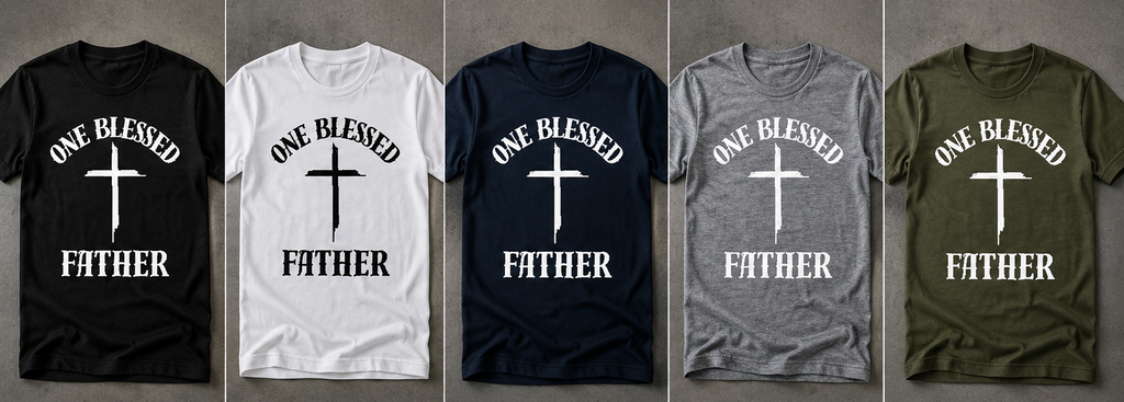 One Blessed Father Christian T-Shirt | Faith-Based Dad Tee | Father’s Day Gift Starting at $20.00