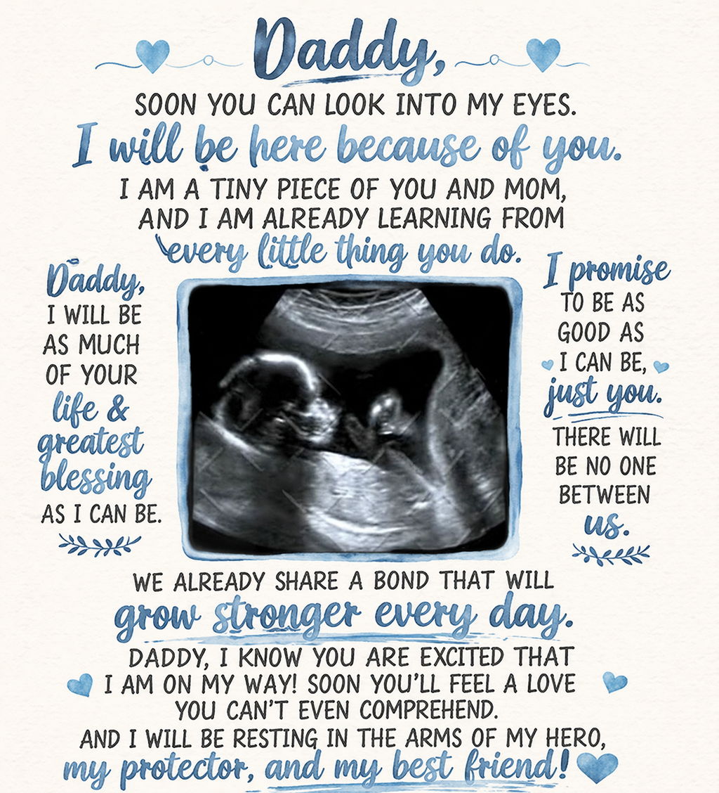 Daddy To Be Ultrasound Keepsake | Baby Letter to Daddy Sublimation Design | Pregnancy Reveal Gift | Father’s Day Gift for Dad Starting at $20.00