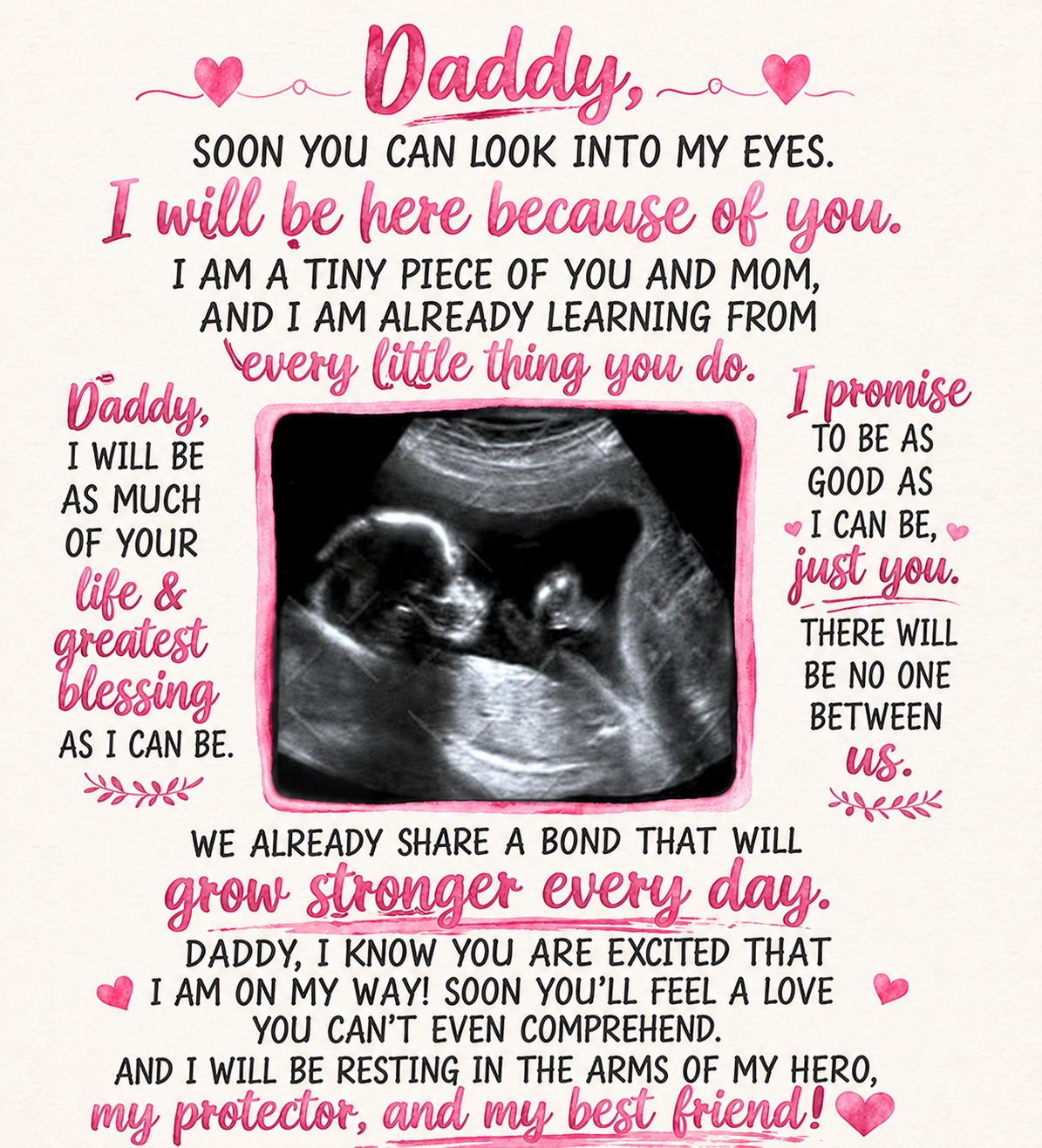 Daddy To Be Ultrasound Keepsake | Baby Letter to Daddy Sublimation Design | Pregnancy Reveal Gift | Father’s Day Gift for Dad Starting at $20.00