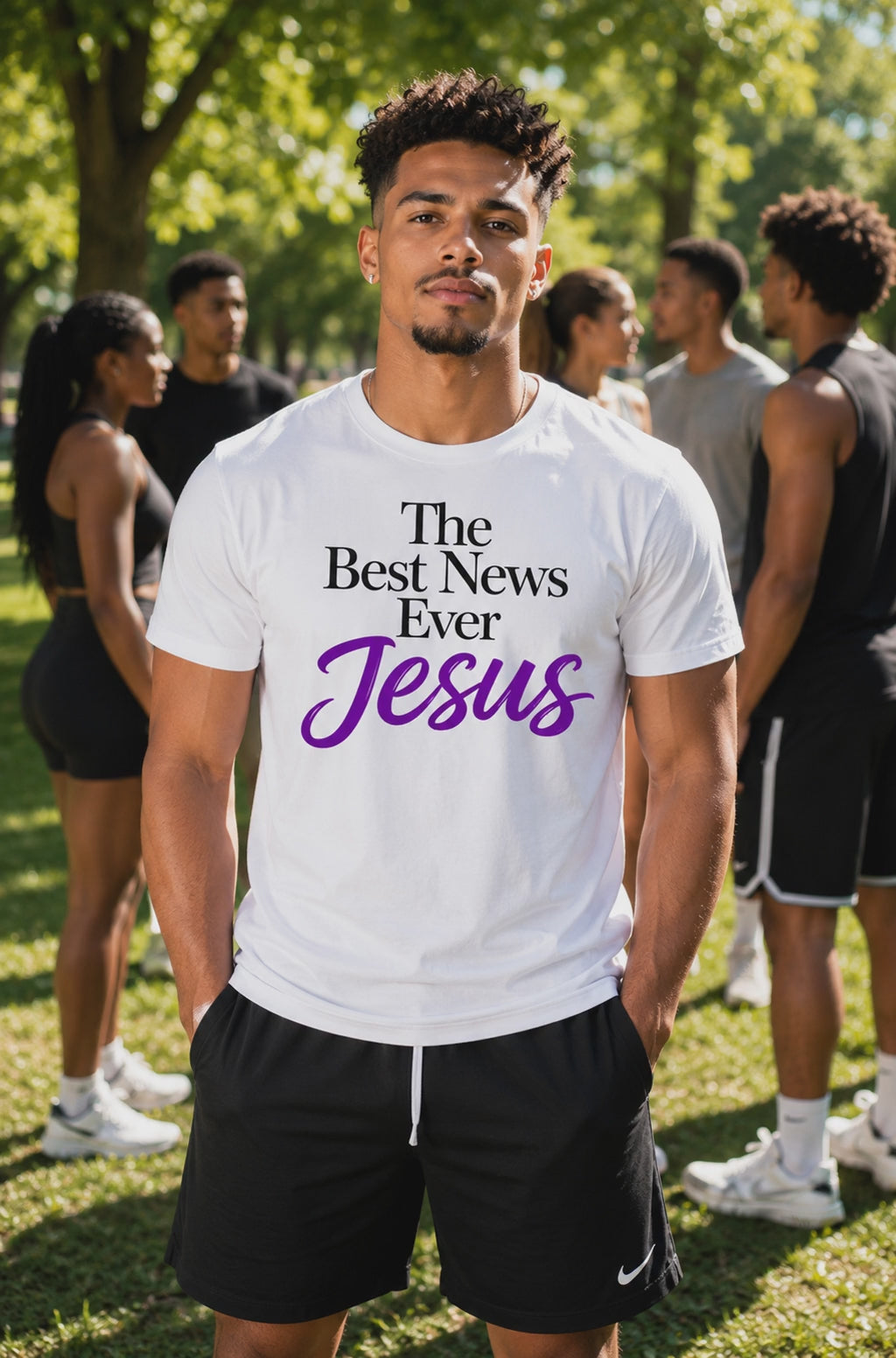 The Best News Ever Jesus t-shirt | Christian Faith Shirt Design | Purple Jesus Typography Graphic starting at $20